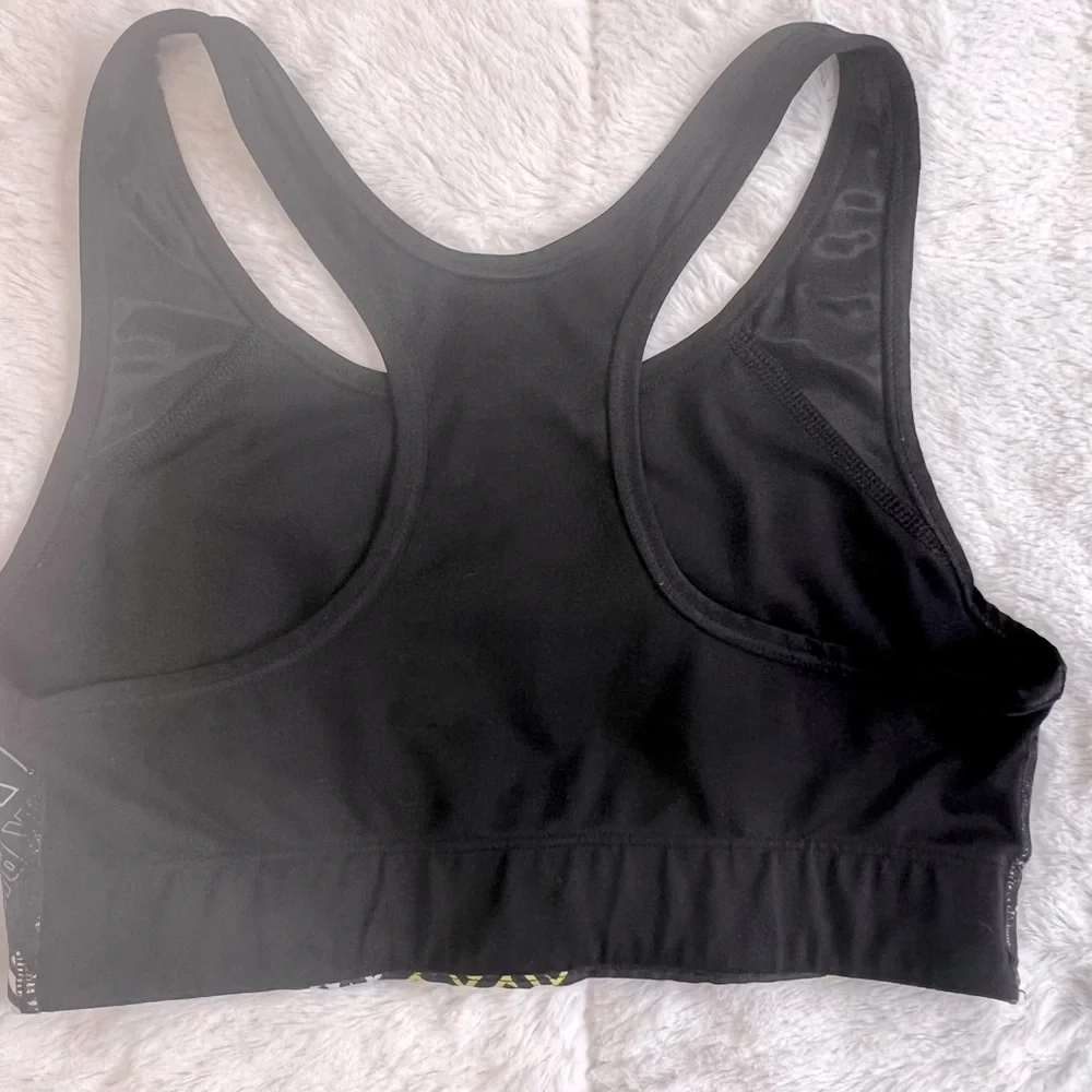 Victoria’s Secret PINK Ultimate Logo Unlined Black Yellow White Sports Bra S/P - Picture 4 of 5